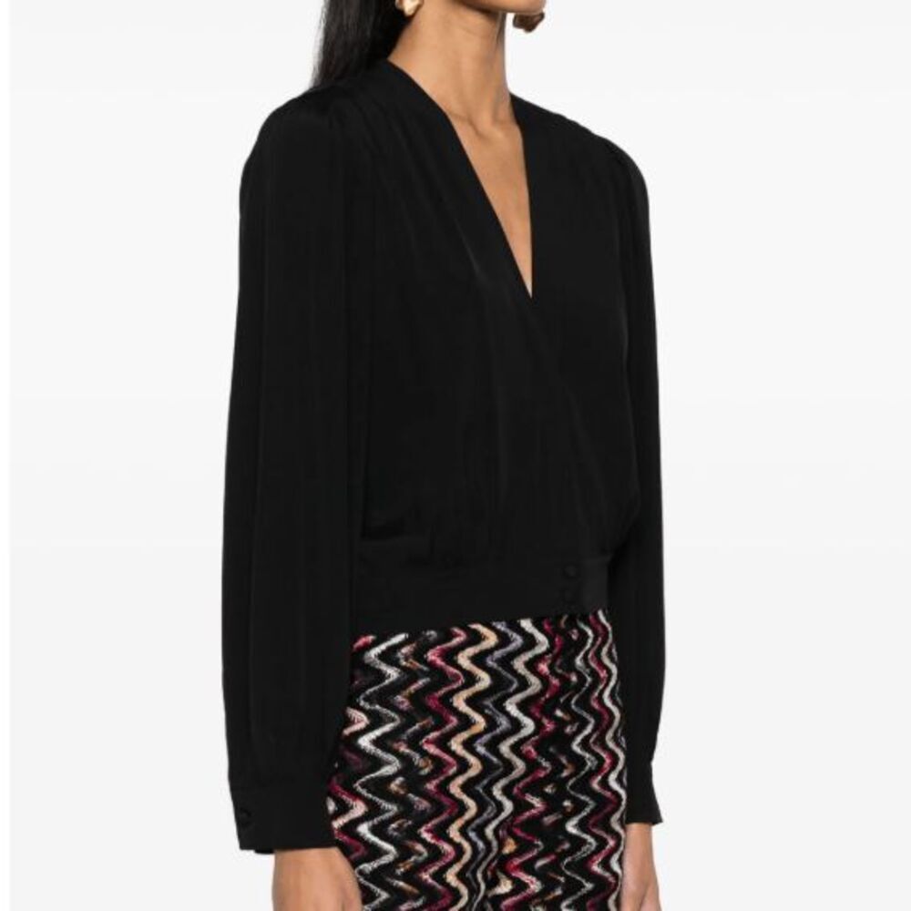 Forte Forte Silk Blend Gathered Moroccan Crepe Shirt Black Pintucks Size Medium